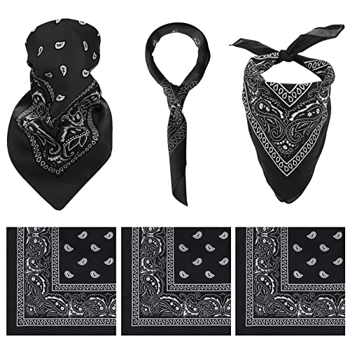 Molain 3 Stück Unisex Paisley Bandanas Cowboy Bandana Multifunktion Taschentücher Paisley Print Kopftuch, Schwarz , 54 x 54 cm von Molain