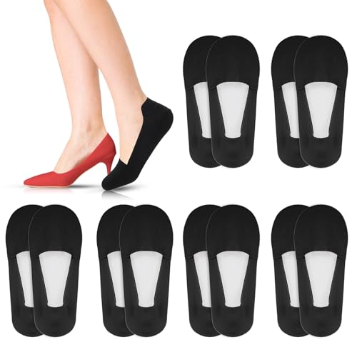 Molain 6 Paar Füßlinge Socken Damen, Baumwolle Ballerina Socken No Show Sneaker Socke Füsslinge Damen Sneakersocken Unsichtbare Sneaker Socken Rutschfest Halbsocken(Schwarz) von Molain