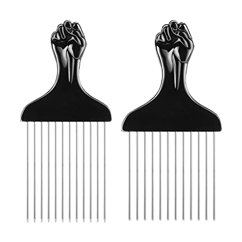 Molain Afro Pick Comb Metal Pick Comb Wide Tooth Hair Pick Comb Haarfärbekamm Perücke Braid Comb Friseur Styling Tool für Damen und Herren von Molain