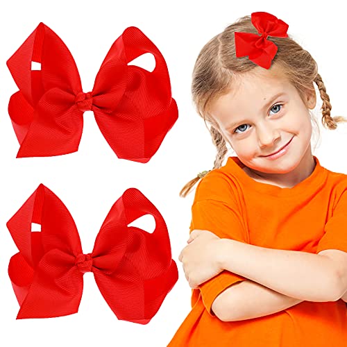 Molain 2 Stück Haarspangen mit Schleifen, 15,2 cm Roter Pferdeschwanz Halter, Cheerleading Haarnadel Halloween Weihnachten Geschenk Cosplay Party Styling-Zubehör für Kleinkinder Mädchen und Frauen von Molain