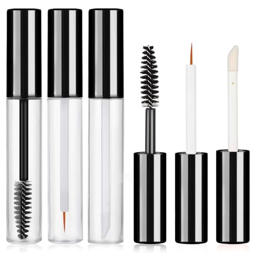Molain Leere Mascara Flasche mit Wimpern Zauberstab, 5ML Transparente leere Lipgloss-Tuben, Wiederverwendbar Eyeliner Container Tube Tragbare Leer Mascara Behälter für DIY-Kosmetik(schwarz) von Molain