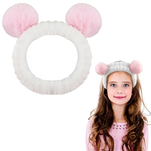 Molain Panda Ohren Stirnband Gesichtswasch Spa Haarbänder Make up Stirnbänder Damen Cartoon Niedliches Korallen Fleece Elastisches Kreatives Haar Accessoire zum Waschen des Gesichts Dusche Schönheit von Molain