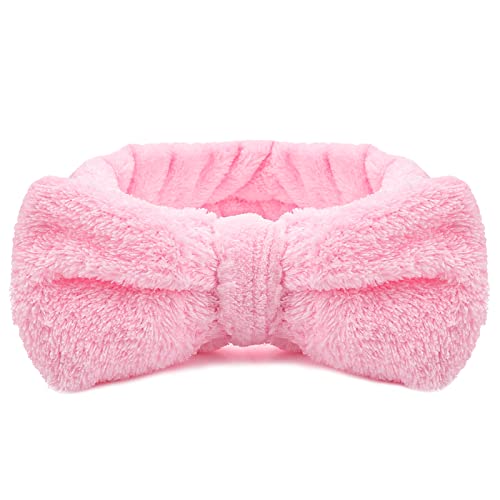 Molain Spa-Stirnband, Schleifen-Haarbänder, Make-up-Stirnbänder, Frauen, Korallen-Fleece, elastisches Stirnband, Waschen des Gesichts, Dusche, Sport, Schönheitspflege, Rosa von Molain