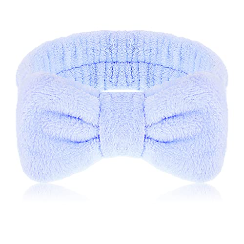 Molain Spa Stirnband Schleifen Haarbänder Make up Stirnbänder Frauen Korallen Fleece elastisches Stirnband Waschen des Gesichts Dusche Sport Schönheitspflege Blau von Molain