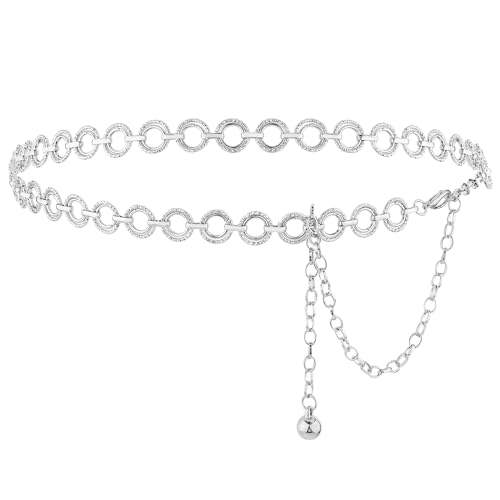 Molain Taillenkette aus Metall für Damen, Einstellbar Body Link Gürtel, Metall Kettengürtel Damen Legierung Taille Kette Taillengürtel für Jeanskleider (Silber) von Molain