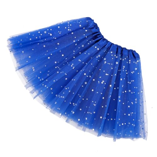 Molain Tutu 3 Schichten Top Tüllrock Ballett Glitzer Pailletten Gaze Kostüm Halloween Weihnachten Partys Übergröße Ballerina Tanz Halbrock Vintage Abschlussball Damen (2–7 Jahren) Blau von Molain