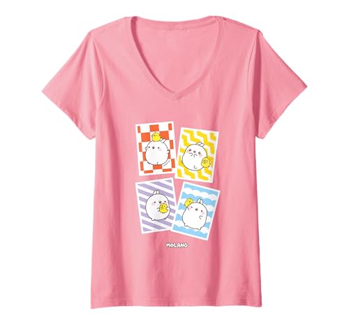Damen Molang - 10. Jahrestag T-Shirt mit V-Ausschnitt Damen Molang - 10. Jahrestag T-Shirt mit V-Ausschnitt von Molang
