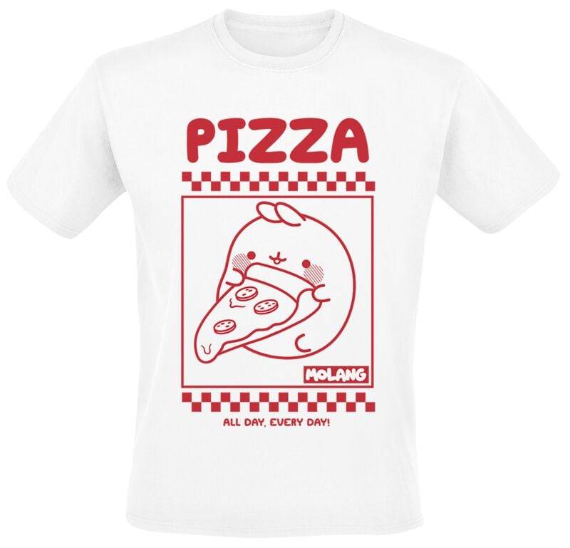 Molang T-Shirt - Pizza Box - S bis XXL - für Männer - Größe XL - weiß  - Lizenzierter Fanartikel von Molang