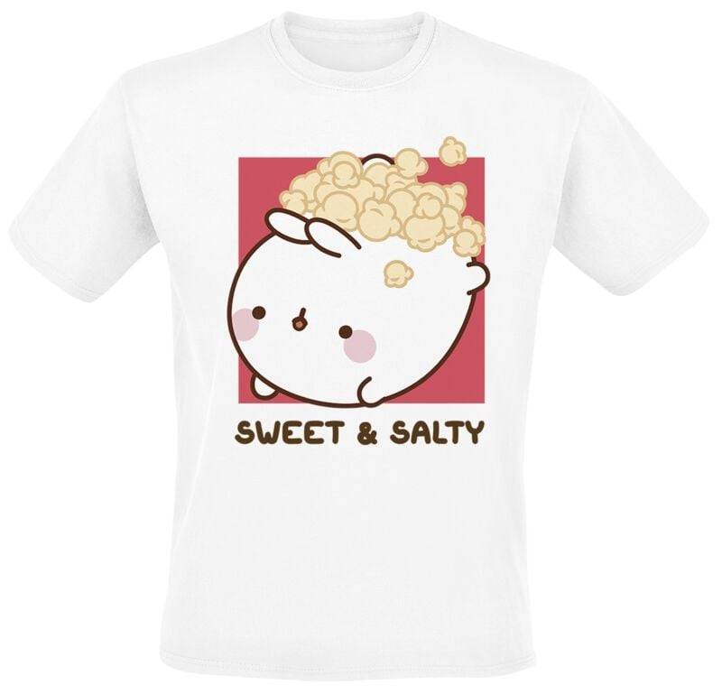 Molang T-Shirt - Popcorn Box - S bis XXL - für Männer - Größe M - weiß  - Lizenzierter Fanartikel von Molang