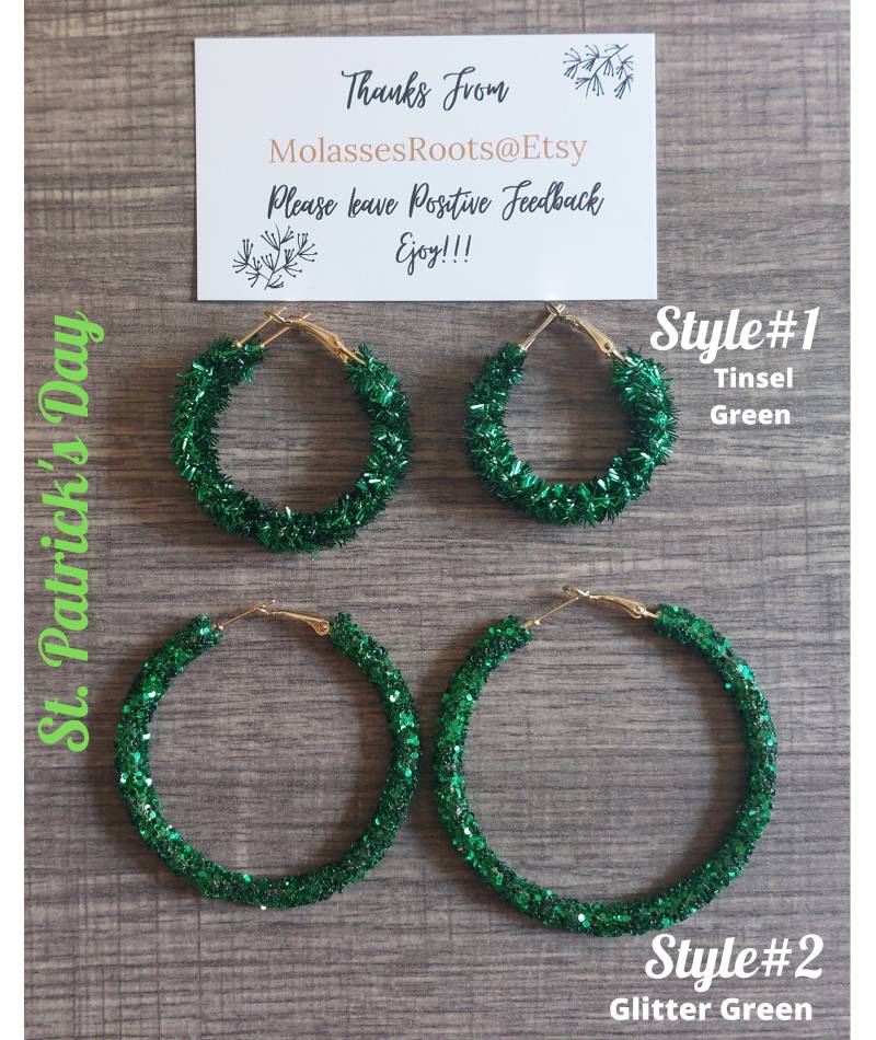 st Patricks Day Leichte Sparkle Creolen Sonderanfertigung Versand Am Nächsten Tag von MolassesRoots