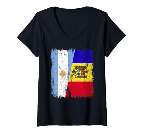 Damen Argentinien, Moldawien, halbe Flagge, argentinisches moldauisches Erbe T-Shirt mit V-Ausschnitt Damen Argentinien, Moldawien, halbe Flagge, argentinisches moldauisches Erbe T-Shirt mit V-Ausschnitt von Moldova Flag Designs Proud Moldovan Roots