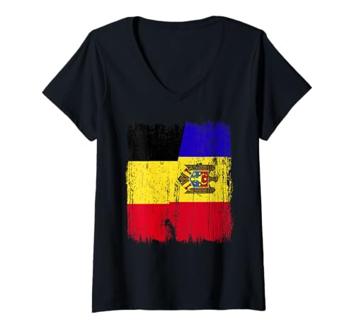 Damen Belgien Moldawien halbe Flagge Belgisches moldauisches Erbe T-Shirt mit V-Ausschnitt Damen Belgien Moldawien halbe Flagge Belgisches moldauisches Erbe T-Shirt mit V-Ausschnitt von Moldova Flag Designs Proud Moldovan Roots