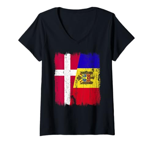 Damen Dänemark Moldawien Halbflagge dänisches moldauisches Erbe T-Shirt mit V-Ausschnitt Damen Dänemark Moldawien Halbflagge dänisches moldauisches Erbe T-Shirt mit V-Ausschnitt von Moldova Flag Designs Proud Moldovan Roots