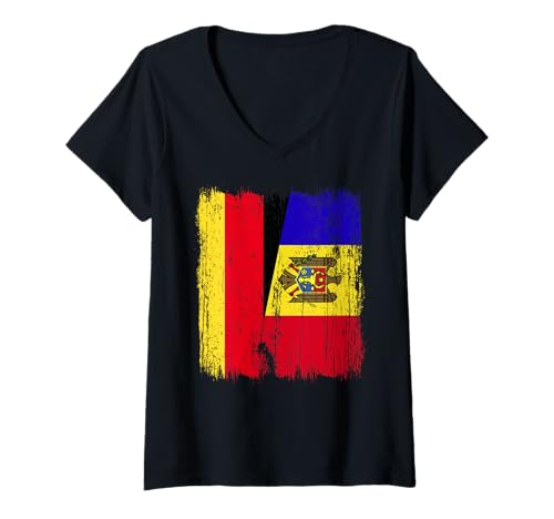 Damen Deutschland Moldawien Halbflagge deutsches moldauisches Erbe T-Shirt mit V-Ausschnitt Damen Deutschland Moldawien Halbflagge deutsches moldauisches Erbe T-Shirt mit V-Ausschnitt von Moldova Flag Designs Proud Moldovan Roots