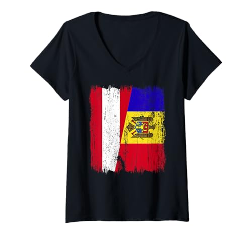 Damen Österreich Moldawien Halbflagge Österreichisches moldauisches Erbe T-Shirt mit V-Ausschnitt Damen Österreich Moldawien Halbflagge Österreichisches moldauisches Erbe T-Shirt mit V-Ausschnitt von Moldova Flag Designs Proud Moldovan Roots