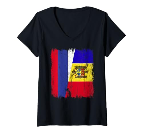 Damen Russland, Moldawien, halbe Flagge, Russisches moldauisches Erbe T-Shirt mit V-Ausschnitt Damen Russland, Moldawien, halbe Flagge, Russisches moldauisches Erbe T-Shirt mit V-Ausschnitt von Moldova Flag Designs Proud Moldovan Roots