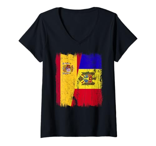 Damen Spanien Moldawien Halbflagge Spanisch Moldawisches Erbe T-Shirt mit V-Ausschnitt Damen Spanien Moldawien Halbflagge Spanisch Moldawisches Erbe T-Shirt mit V-Ausschnitt von Moldova Flag Designs Proud Moldovan Roots