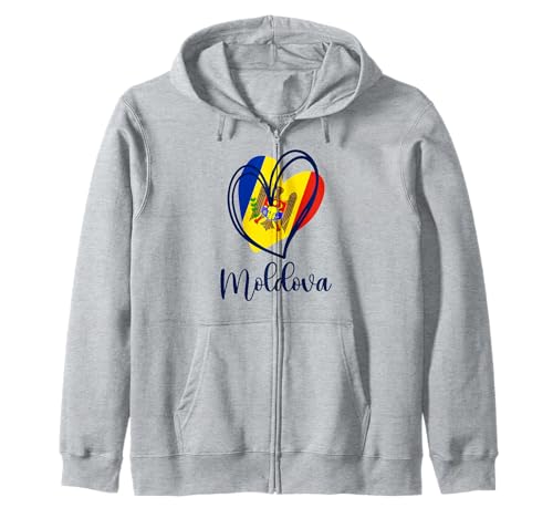 Patriotische Modovianische niedliche Herz-Modova-Flagge für Mädchen und Kinder Kapuzenjacke von Moldova Moldovian Flag Designs