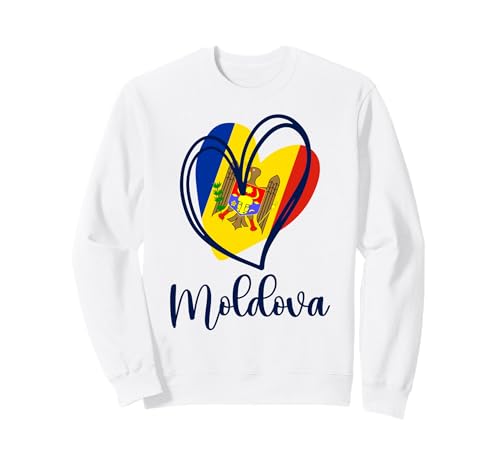 Patriotische Modovianische niedliche Herz-Modova-Flagge für Mädchen und Kinder Sweatshirt von Moldova Moldovian Flag Designs