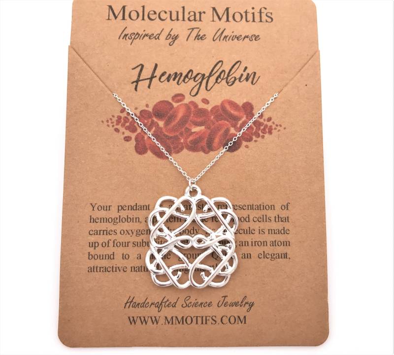 Hämlobbin-Blut-Molekül-Halskette, Sterlingsilber-Kette, Handgemachter Wissenschafts-Schmuck von MolecularMotifs
