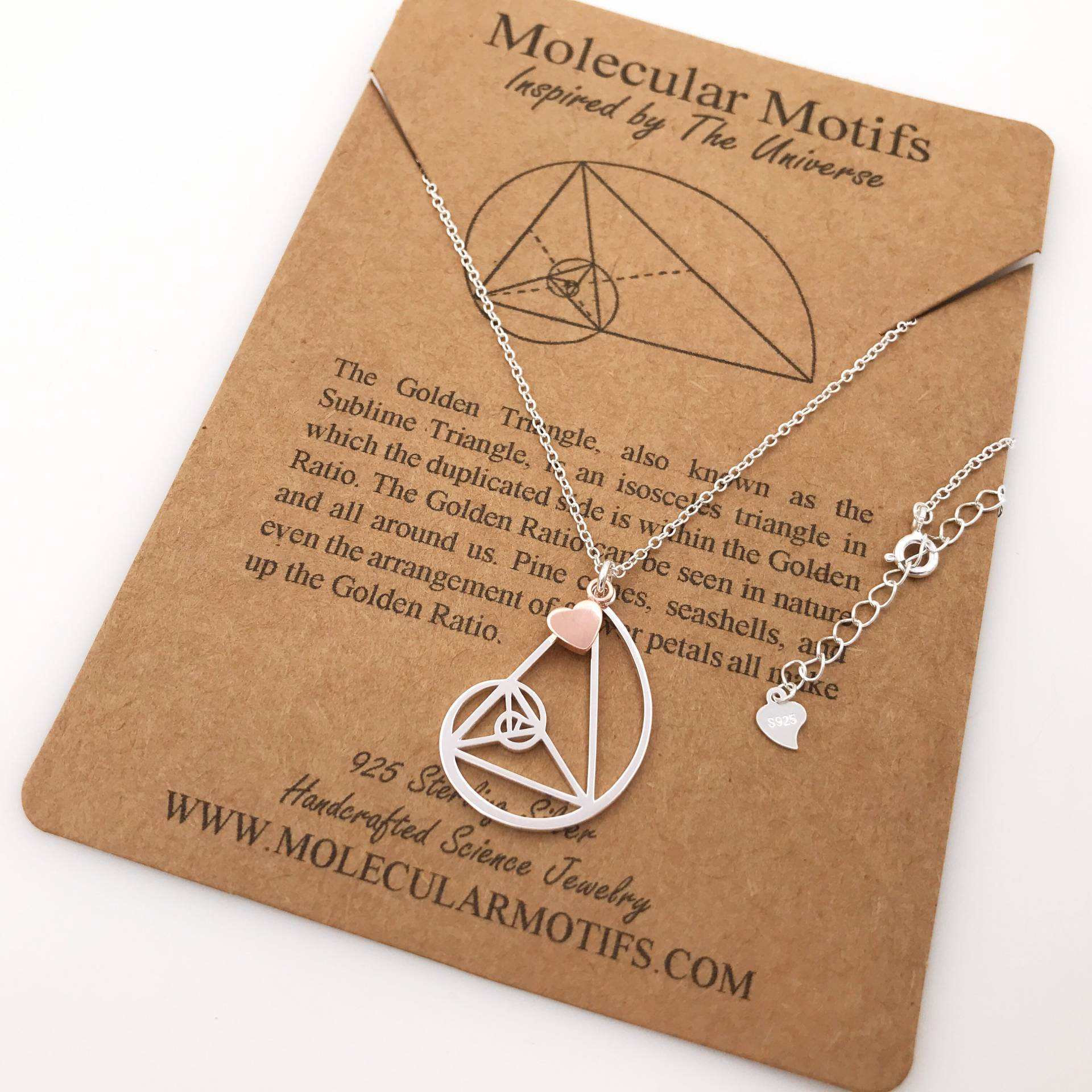 sterling Silber Fibonacci I Herz Math Halskette-Handgefertigte Golden Ratio Anhänger-Mathe Geschenk-Wissenschaft Geschenk-Gradations von MolecularMotifs