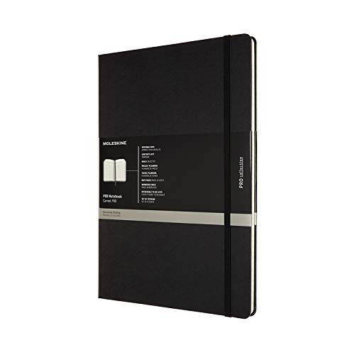 Moleskine - Pro Notebook, Perfektes Notizbuch für die Arbeit - Hardcover mit Elastischem Verschluss - A4-Format, 21 x 29,7 cm - Farbe Schwarz, 192 Seiten von Moleskine