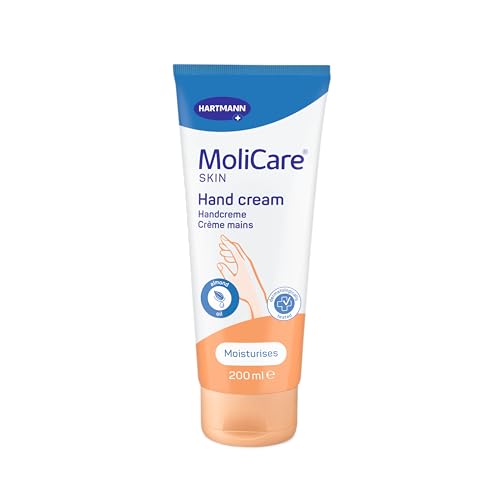 MoliCare Skin Handcreme: hautschonende, pH-hautneutrale und feuchtigkeitsspendende Pflege, 200ml von Molicare