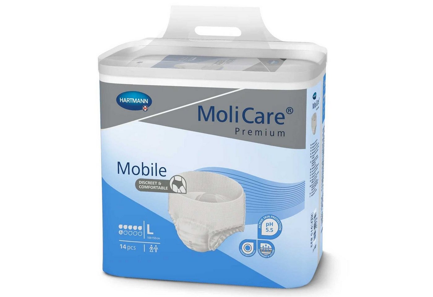 Molicare Inkontinenzboxer MoliCare® Premium Mobile 6 Tropfen Gr. L Karton á 4 (56-St) mit geruchsbindendem Saugkern von Molicare