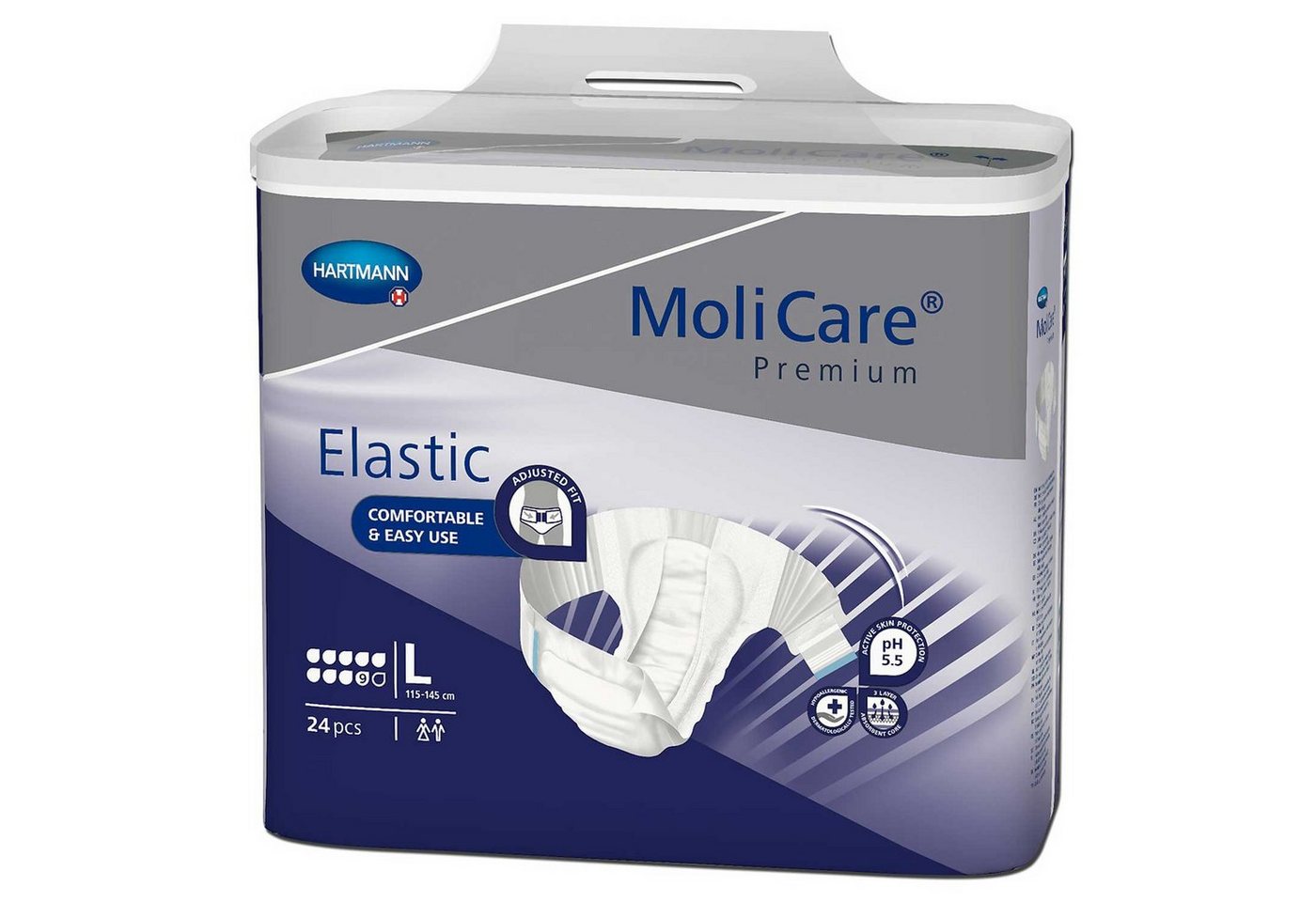 Molicare Inkontinenzslip MoliCare® Premium Elastic 9 Tropfen Größe L Karton á 3 (72-St) für Optimalen Sitz bei Inkontinenz von Molicare