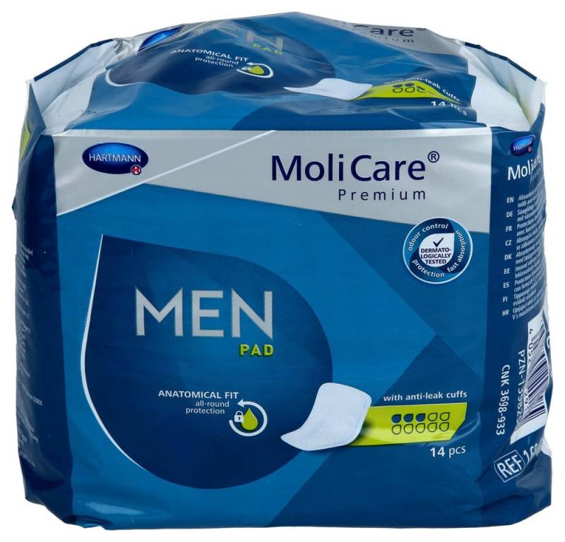 Molicare Inkontinenzslip Premium Men Pad 3 Tropfen (Spar-Set, 14-St., aufsaugend) fixiert die Einlage unauffällig in normaler Unterwäsche von Molicare