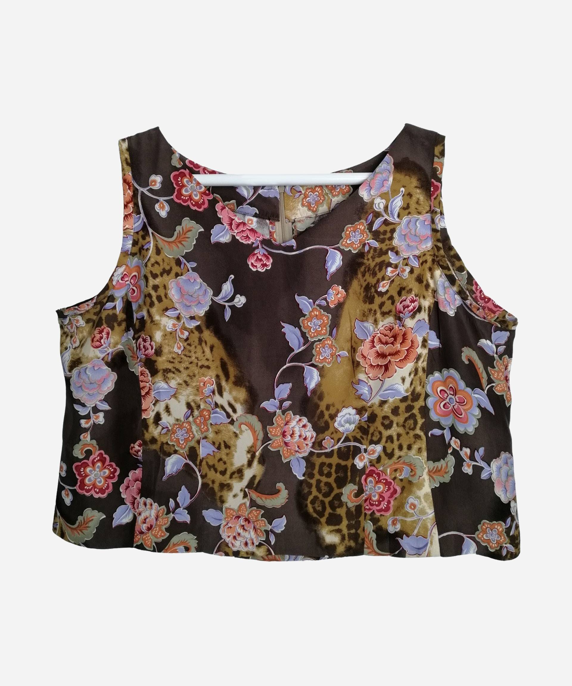 Vintage Florales Seiden Top Handarbeit Reine Seide Ärmellose Bluse Damen Oversize Tank Für Sommer von MolinelliVintage