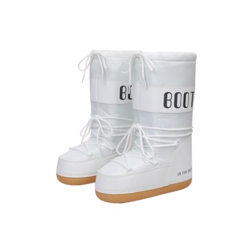 Molinter Damen Schneestiefel mit Warme Gefütterte Wasserdicht Rutschfest Snow Boot Schnellschnürung Schneeschuh (Weiß, Erwachsene, Damen, 37.5, Numerisch, EU Schuhgrößensystem, M) von Molinter