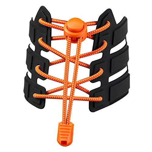 Molinter Elastische Schnürsenkel Flache Schnürsenkel mit Einstellbarer Spannung für Flache Sportschuhe kinder Erwachsene (Orange) von Molinter