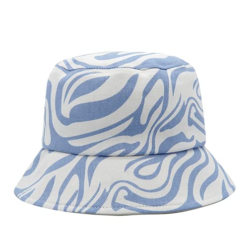 Molinter Fischerhut Damen Bucket Zebra Muster Hat Komfortables Baumwolle sind alle verfügbaren Kappen für Freizeitkleidung Sonnenhut Adumbral Hut 56-58CM (Blau) von Molinter