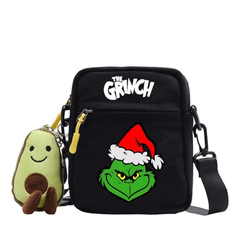 Molinter Grinch Umhängetasche Weihnachts Tasche Cartoon Leinentasche Kinder Reisetasche Schultertasche Für Studenten (Stil 3) von Molinter