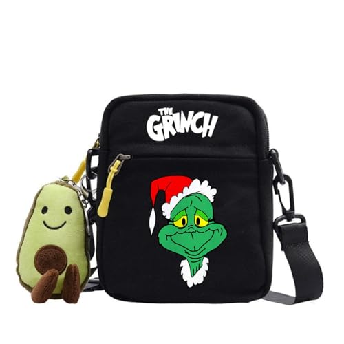 Molinter Grinch Umhängetasche Weihnachts Tasche Cartoon Leinentasche Kinder Reisetasche Schultertasche Für Studenten (Stil 4) von Molinter