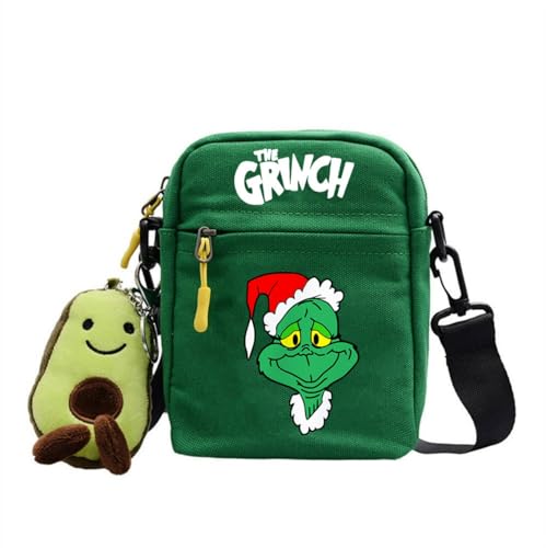 Molinter Grinch Umhängetasche Weihnachts Tasche Cartoon Leinentasche Kinder Reisetasche Schultertasche Für Studenten (Stil 4) von Molinter