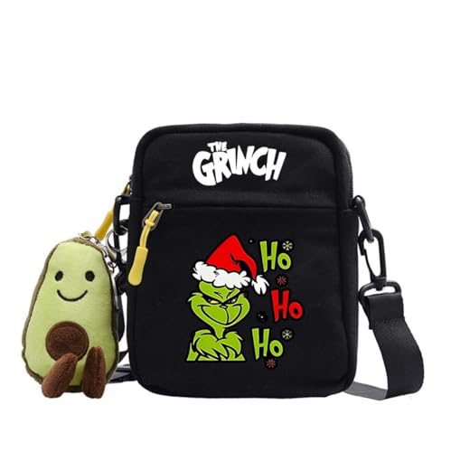 Molinter Grinch Umhängetasche Weihnachts Tasche Cartoon Leinentasche Kinder Reisetasche Schultertasche Für Studenten (Stil 7) von Molinter