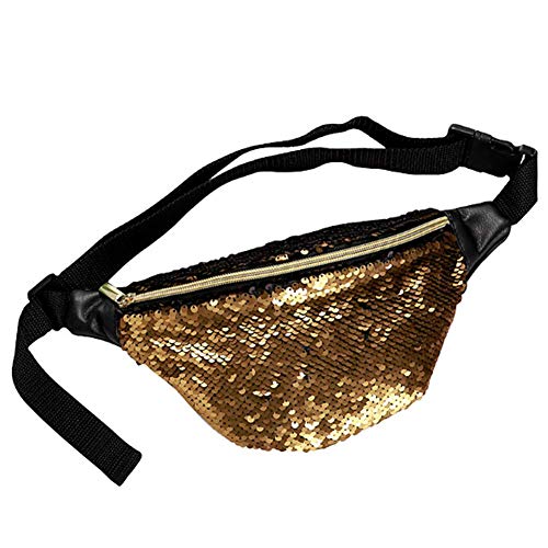 Molinter Hüfttaschen Bauchtasche Gürteltasche Damen Paillette Glitzer Sporttasche für Frauen Mädchen Kinder (Gold) von Molinter