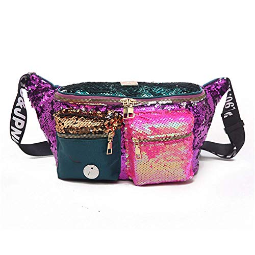 Molinter Hüfttaschen Bauchtasche Gürteltasche Damen Paillette Glitzer Sporttasche für Frauen Mädchen Kinder (Lila) von Molinter