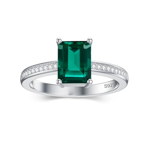 Labor erstellt Smaragd Ring 925 Sterling Silber Versprechen Jahrestag Ringe für Frauen Mutter Frau Sie-8 von Molioaki