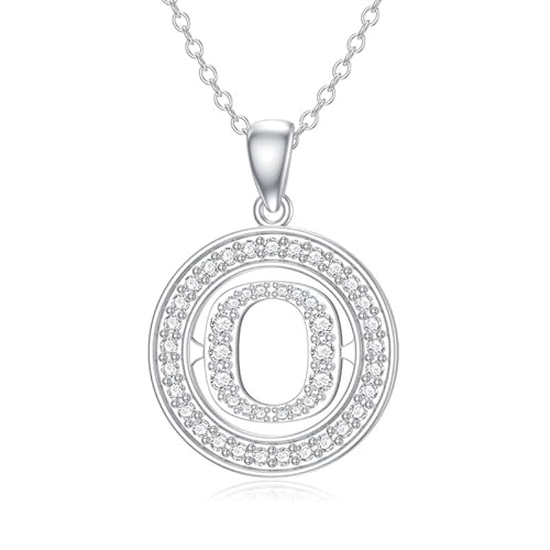Molioaki Halskette Damen Silber 925 mit Buchstaben Anhänger Buchstaben Kette 45+5 CM Länge Zircon Buchstabe Alphabet Choker Kette Schmuck Geschenk für Frauen Valentinstag Geburtstags-O von Molioaki