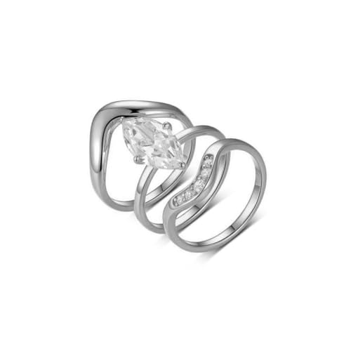 Molioaki Klassische Verlobungsringe für Damen Dreiteiliges Ringset 925er Sterlingsilber/9K/14K/18K Stapelbares Ringset Personalisierter Ring Hochzeit Geburtstag Valentinstag Schmuckgeschenk-1 von Molioaki