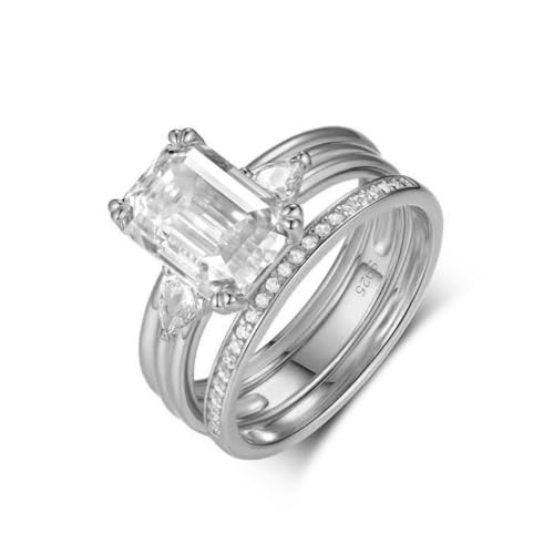Molioaki Klassische Verlobungsringe für Damen Dreiteiliges Ringset 925er Sterlingsilber/9K/14K/18K Stapelbares Ringset Personalisierter Ring Hochzeit Geburtstag Valentinstag Schmuckgeschenk-7 von Molioaki