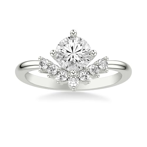 Molioaki Rundschliff Verlobungsring Damen 925 Sterling Silber/9K/14K/18K Gold Eheringe Frauen Ringe 1.245-3.245 ct 5A Zirkonia/Moissanit/Lab-Diamant Personalisierte Individuelle Gravur Ring-W von Molioaki