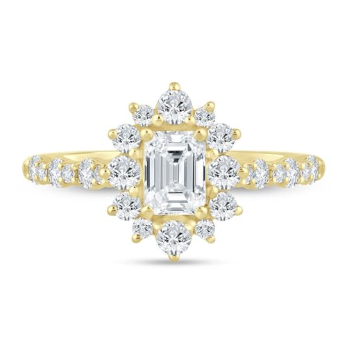 Molioaki Smaragdschliff Verlobungsring Damen 925 Sterling Silber/9K/14K/18K Gold Eheringe Frauen Ringe 1.525 ct 5A Zirkonia/Moissanit/Lab-Diamant Personalisierte Individuelle Gravur Ring-Y von Molioaki