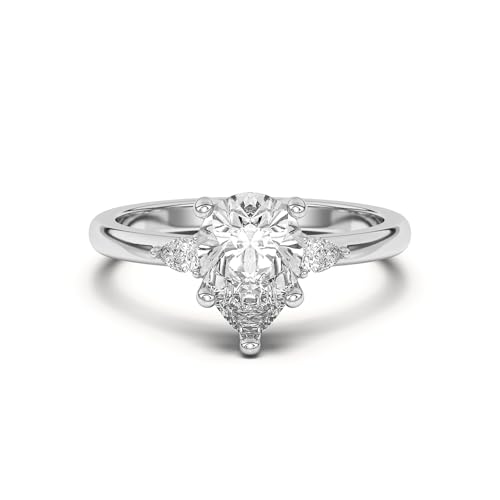 Molioaki Verlobungsring Damen 925 Sterling Silber/9K/10K/14K/18K Gold Eheringe Frauen Ringe 1.11-3.11 ct 5A Zirkonia Personalisierte Individuelle Gravur Ring-Pear von Molioaki
