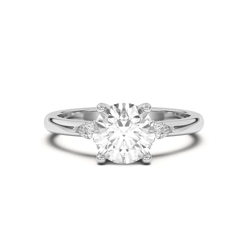 Molioaki Verlobungsring Damen 925 Sterling Silber/9K/10K/14K/18K Gold Eheringe Frauen Ringe 1.11-3.11 ct 5A Zirkonia Personalisierte Individuelle Gravur Ring-Round von Molioaki