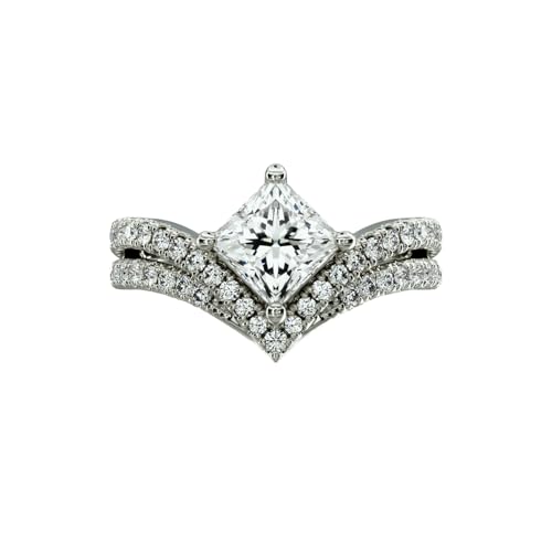 Molioaki Verlobungsring Damen 925 Sterling Silber/9K/14K/18K Gold Eheringe Frauen Ringe 1.36-3.36 ct 5A Zirkonia/Moissanit/Laborgezüchteter Diamant Personalisierte Individuelle Gravur Ring-Princess von Molioaki