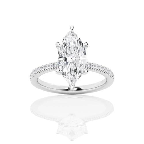 Molioaki Verlobungsring Damen 925 Sterling Silber Eheringe Frauen Ringe 1.21-3.21 ct 5A Zirkonia Personalisierte Individuelle Gravur Ring-Marquise von Molioaki
